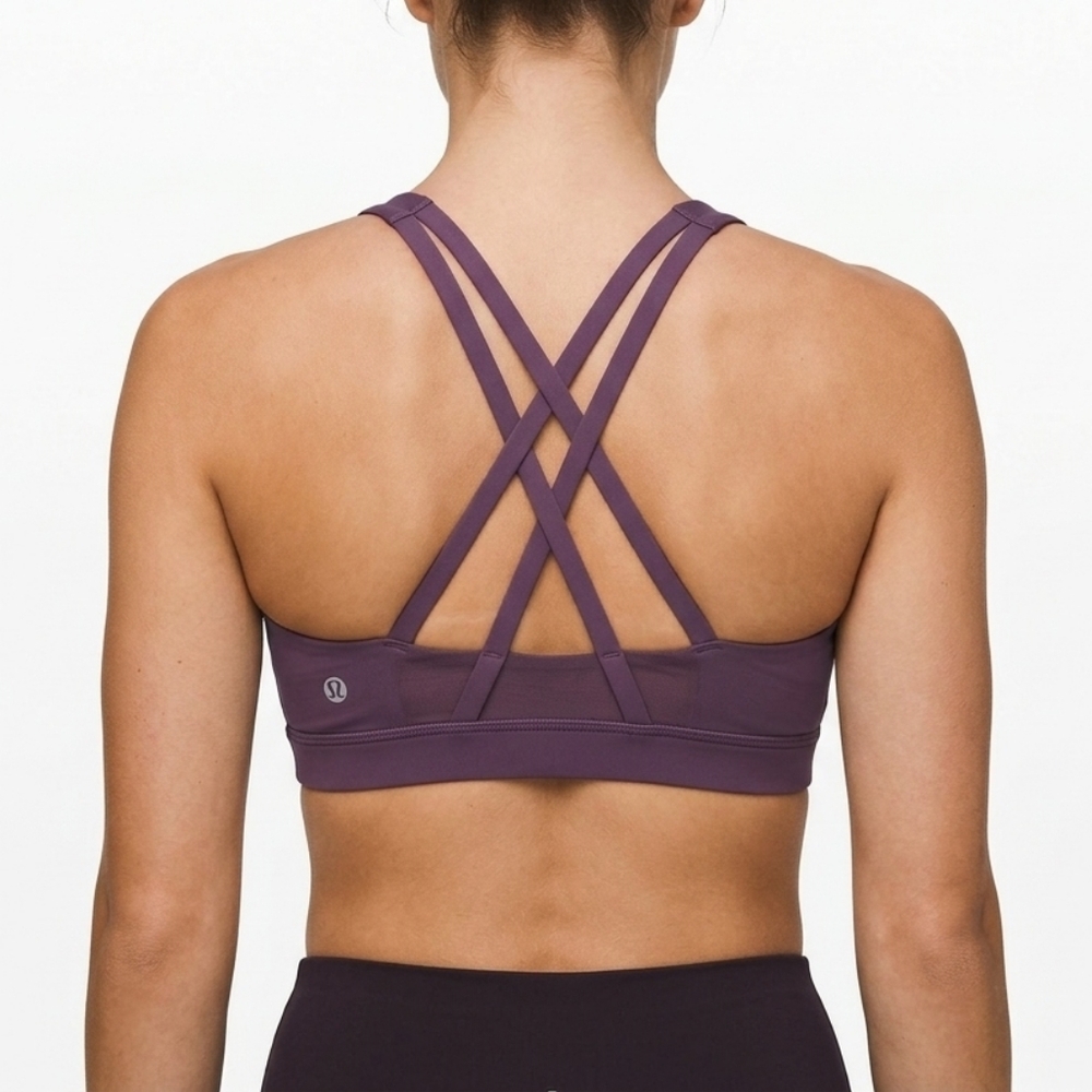 Lululemon Energy Bra Size 10 Grape Thistle Luxtreme Strappy Back Yoga Gym Train - Picture 2 of 12